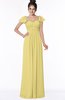 ColsBM Siena Misted Yellow Modern A-line Wide Square Short Sleeve Zip up Pleated Bridesmaid Dresses