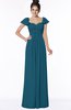 ColsBM Siena Moroccan Blue Modern A-line Wide Square Short Sleeve Zip up Pleated Bridesmaid Dresses