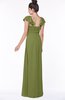 ColsBM Siena Olive Green Modern A-line Wide Square Short Sleeve Zip up Pleated Bridesmaid Dresses