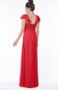 ColsBM Siena Red Modern A-line Wide Square Short Sleeve Zip up Pleated Bridesmaid Dresses