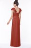 ColsBM Siena Rust Modern A-line Wide Square Short Sleeve Zip up Pleated Bridesmaid Dresses