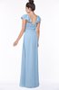 ColsBM Siena Sky Blue Modern A-line Wide Square Short Sleeve Zip up Pleated Bridesmaid Dresses