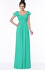 ColsBM Siena Viridian Green Modern A-line Wide Square Short Sleeve Zip up Pleated Bridesmaid Dresses