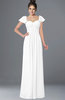 ColsBM Siena White Modern A-line Wide Square Short Sleeve Zip up Pleated Bridesmaid Dresses