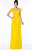 ColsBM Siena Yellow Modern A-line Wide Square Short Sleeve Zip up Pleated Bridesmaid Dresses