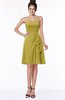 ColsBM Janiya Golden Olive Traditional A-line Sleeveless Half Backless Knee Length Bridesmaid Dresses