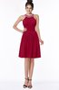 ColsBM Liana Maroon Cute A-line Jewel Chiffon Pleated Bridesmaid Dresses