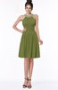 ColsBM Liana Olive Green Cute A-line Jewel Chiffon Pleated Bridesmaid Dresses