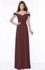 ColsBM Kate Burgundy Luxury V-neck Short Sleeve Zip up Chiffon Bridesmaid Dresses