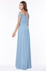 ColsBM Kate Dusty Blue Luxury V-neck Short Sleeve Zip up Chiffon Bridesmaid Dresses
