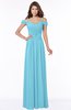 ColsBM Kate Light Blue Luxury V-neck Short Sleeve Zip up Chiffon Bridesmaid Dresses