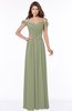 ColsBM Kate Moss Green Luxury V-neck Short Sleeve Zip up Chiffon Bridesmaid Dresses