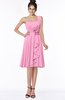 ColsBM Phoebe Pink Glamorous Bateau Sleeveless Zip up Chiffon Knee Length Bridesmaid Dresses
