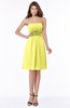 ColsBM Mckenna Pale Yellow Modest Bateau Sleeveless Half Backless Knee Length Appliques Bridesmaid Dresses
