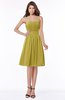ColsBM Lilia Golden Olive Gorgeous A-line Zip up Chiffon Knee Length Pick up Bridesmaid Dresses