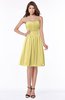 ColsBM Lilia Misted Yellow Gorgeous A-line Zip up Chiffon Knee Length Pick up Bridesmaid Dresses