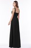 ColsBM Laverne Black Modest A-line Half Backless Chiffon Floor Length Ruching Bridesmaid Dresses