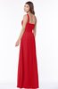 ColsBM Laverne Red Modest A-line Half Backless Chiffon Floor Length Ruching Bridesmaid Dresses