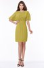 ColsBM Talia Golden Olive Luxury A-line Short Sleeve Zip up Chiffon Pleated Bridesmaid Dresses