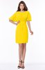 ColsBM Talia Yellow Luxury A-line Short Sleeve Zip up Chiffon Pleated Bridesmaid Dresses