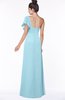 ColsBM Naomi Aqua Glamorous A-line Short Sleeve Half Backless Chiffon Floor Length Bridesmaid Dresses