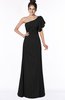 ColsBM Naomi Black Glamorous A-line Short Sleeve Half Backless Chiffon Floor Length Bridesmaid Dresses
