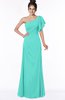 ColsBM Naomi Blue Turquoise Glamorous A-line Short Sleeve Half Backless Chiffon Floor Length Bridesmaid Dresses