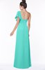 ColsBM Naomi Blue Turquoise Glamorous A-line Short Sleeve Half Backless Chiffon Floor Length Bridesmaid Dresses