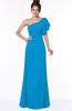 ColsBM Naomi Cornflower Blue Glamorous A-line Short Sleeve Half Backless Chiffon Floor Length Bridesmaid Dresses