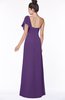 ColsBM Naomi Dark Purple Glamorous A-line Short Sleeve Half Backless Chiffon Floor Length Bridesmaid Dresses