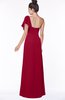 ColsBM Naomi Dark Red Glamorous A-line Short Sleeve Half Backless Chiffon Floor Length Bridesmaid Dresses