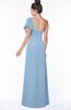 ColsBM Naomi Dusty Blue Glamorous A-line Short Sleeve Half Backless Chiffon Floor Length Bridesmaid Dresses
