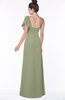 ColsBM Naomi Moss Green Glamorous A-line Short Sleeve Half Backless Chiffon Floor Length Bridesmaid Dresses