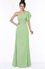 ColsBM Naomi Sage Green Glamorous A-line Short Sleeve Half Backless Chiffon Floor Length Bridesmaid Dresses