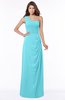 ColsBM Fran Turquoise Modest A-line One Shoulder Zip up Chiffon Bridesmaid Dresses