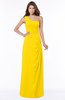 ColsBM Fran Yellow Modest A-line One Shoulder Zip up Chiffon Bridesmaid Dresses