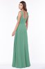 ColsBM Thea Beryl Green Elegant Wide Square Sleeveless Half Backless Chiffon Beaded Bridesmaid Dresses