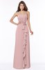 ColsBM Aimee Silver Pink Antique Bateau Half Backless Chiffon Floor Length Bridesmaid Dresses