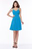 ColsBM Vera Cornflower Blue Modest A-line Sleeveless Zip up Knee Length Ruching Bridesmaid Dresses