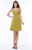 ColsBM Vera Golden Olive Modest A-line Sleeveless Zip up Knee Length Ruching Bridesmaid Dresses