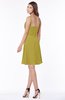 ColsBM Vera Golden Olive Modest A-line Sleeveless Zip up Knee Length Ruching Bridesmaid Dresses