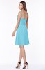 ColsBM Vera Light Blue Modest A-line Sleeveless Zip up Knee Length Ruching Bridesmaid Dresses