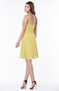 ColsBM Vera Misted Yellow Modest A-line Sleeveless Zip up Knee Length Ruching Bridesmaid Dresses