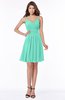 ColsBM Vera Seafoam Green Modest A-line Sleeveless Zip up Knee Length Ruching Bridesmaid Dresses