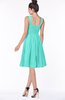 ColsBM Lainey Blue Turquoise Gorgeous A-line Wide Square Sleeveless Chiffon Knee Length Bridesmaid Dresses