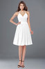 ColsBM Raine White Traditional Halter Sleeveless Chiffon Knee Length Bridesmaid Dresses