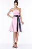 ColsBM Amiya Baby Pink Glamorous A-line Sleeveless Zip up Chiffon Knee Length Bridesmaid Dresses