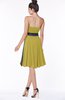 ColsBM Amiya Golden Olive Glamorous A-line Sleeveless Zip up Chiffon Knee Length Bridesmaid Dresses
