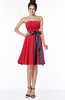 ColsBM Amiya Red Glamorous A-line Sleeveless Zip up Chiffon Knee Length Bridesmaid Dresses