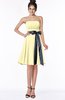 ColsBM Amiya Soft Yellow Glamorous A-line Sleeveless Zip up Chiffon Knee Length Bridesmaid Dresses